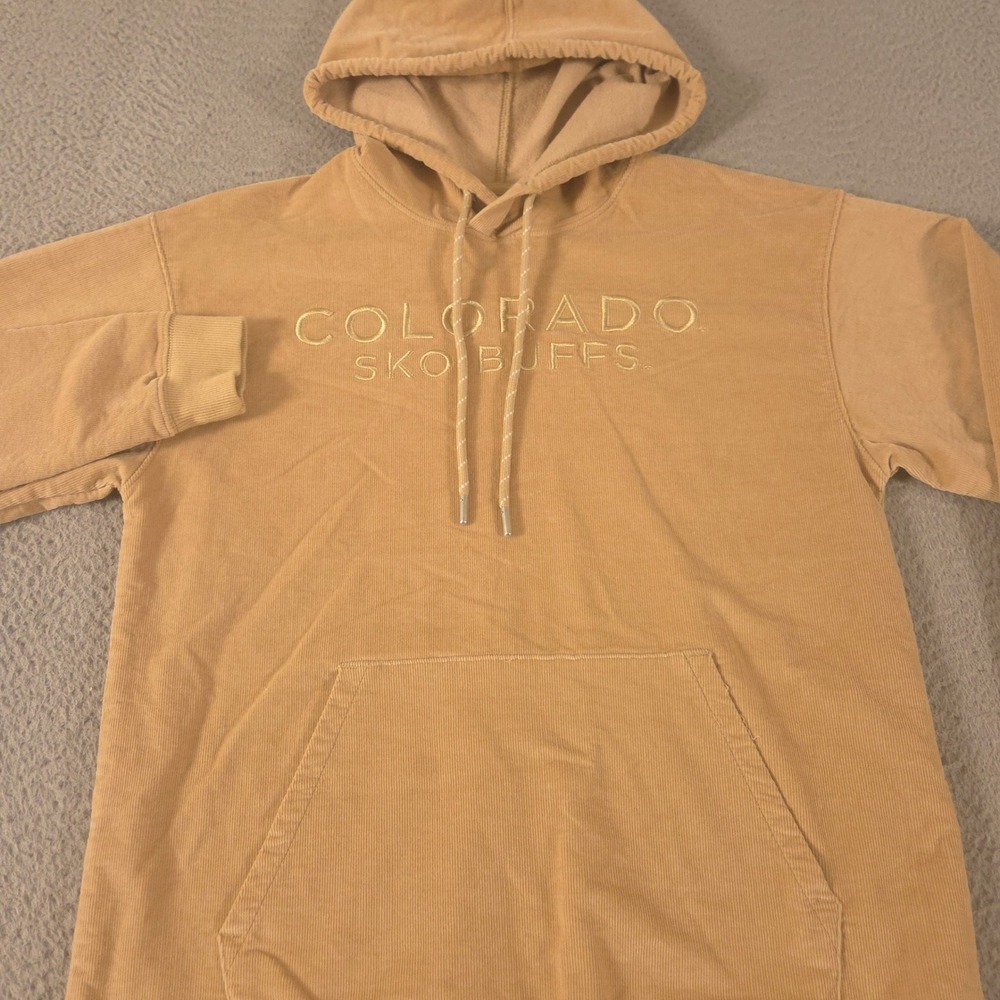 League Hoodie Mens Small Tan Colorado Sko Buffs Corduroy Textured Sweatshirt